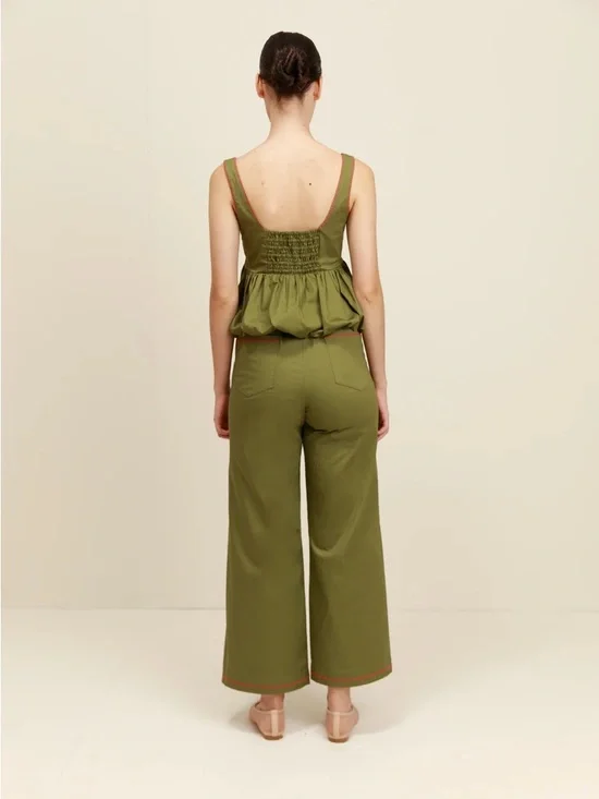 PROJECT ADAMO Profeta Pants in Olive Green w/ Orange Rick Rack Size Large VGUC - Picture 3 of 8